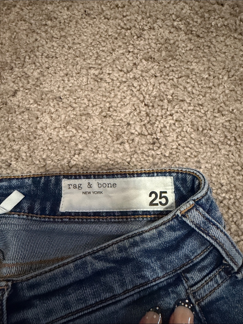 rag & bone Women's Distressed Dark Blue Skinny Jeans - Picture 2 of 3